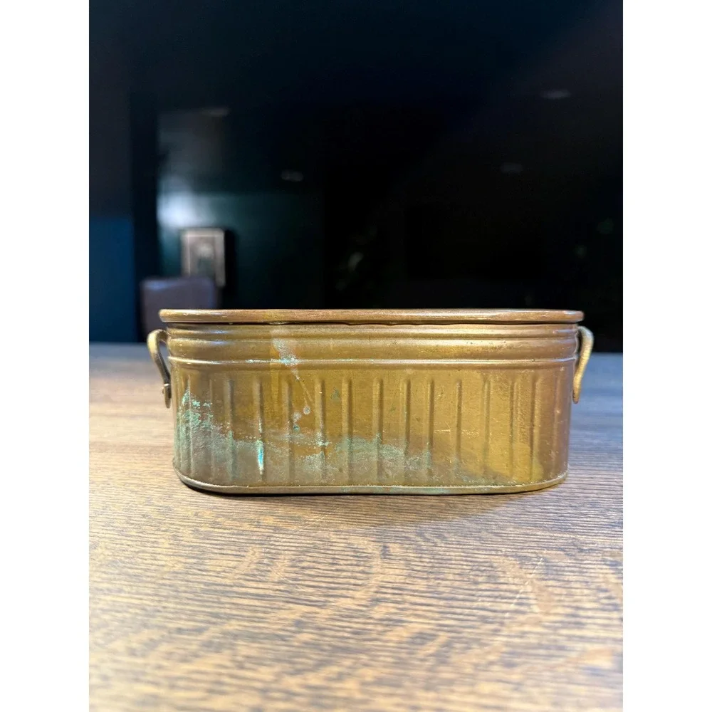 Vintage Brass Oval Planter with Handles – 8.5